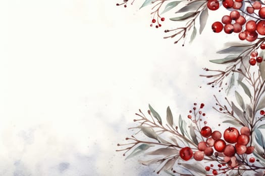 Mock up watercolor Christmas background with empty space for text by Generative AI.