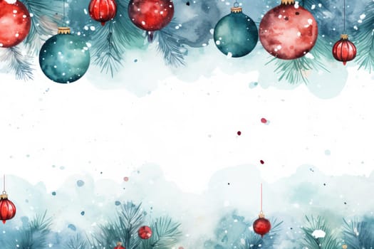 Mock up watercolor Christmas background with empty space for text by Generative AI.