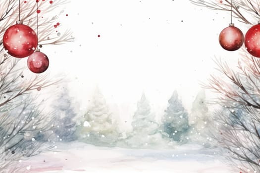 Mock up watercolor Christmas background with empty space for text by Generative AI.