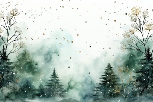 Mock up watercolor Christmas background with empty space for text by Generative AI.