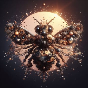 steampunk mechanical bee of the future isolated on gradient sunny background generative ai art