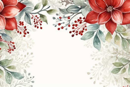 Mock up watercolor Christmas background with empty space for text by Generative AI.