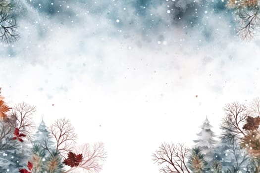 Mock up watercolor Christmas background with empty space for text by Generative AI.