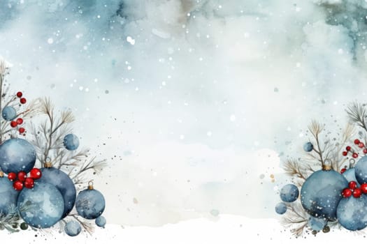 Mock up watercolor Christmas background with empty space for text by Generative AI.