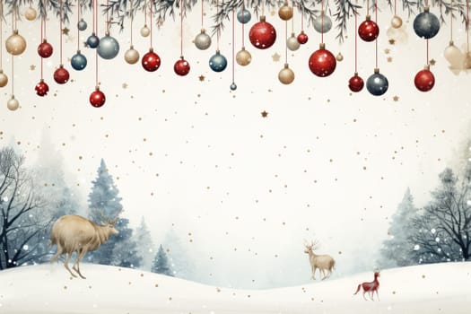 Mock up watercolor Christmas background with empty space for text by Generative AI.