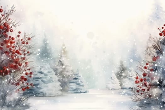 Mock up watercolor Christmas background with empty space for text by Generative AI.