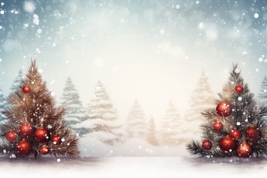 Mock up watercolor Christmas background with empty space for text by Generative AI.