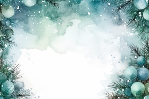 Mock up watercolor Christmas background with empty space for text by Generative AI.