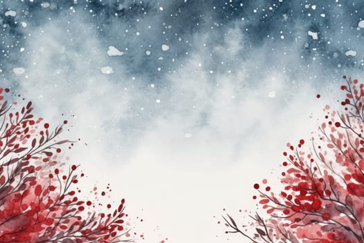 Mock up watercolor Christmas background with empty space for text by Generative AI.