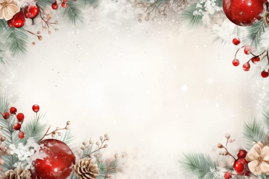 Mock up watercolor Christmas background with empty space for text by Generative AI.