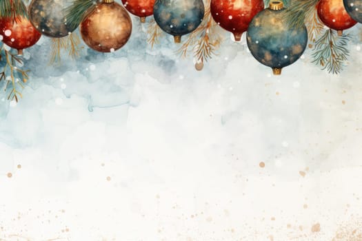 Mock up watercolor Christmas background with empty space for text by Generative AI.