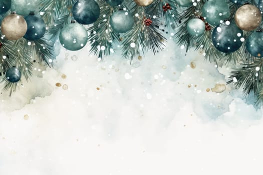 Mock up watercolor Christmas background with empty space for text by Generative AI.