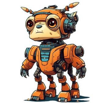 Cartoon cool robots. Funny cyborgs. T-Shirt, Sticker. AI Generated