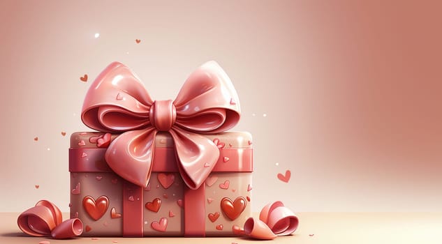 Valentine's day design. Realistic 3d pink gifts boxes. Open gift box full of decorative festive object. Holiday banner, web poster, flyer, stylish brochure, greeting card, cover. Romantic background Valentine's Day concept Copy space