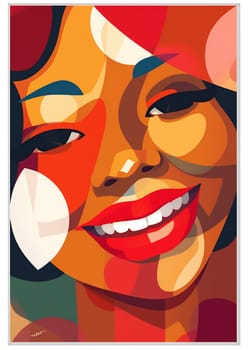 poster woman smile teeth make-up fashion style toothpaste with open young love pop beauty teeth lipstick lip modern red illustration glamour design graphic. Generative AI.