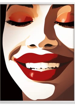 woman cartoon lip red love icon sensual fashion colours american teeth pop illustration poster toothpaste female cosmetic beauty african background lipstick symbol. Generative AI.