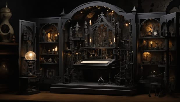 Dark gothic altar. AI generated