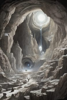 Journey to the center of the earth. Surreal sci-fi. AI generated