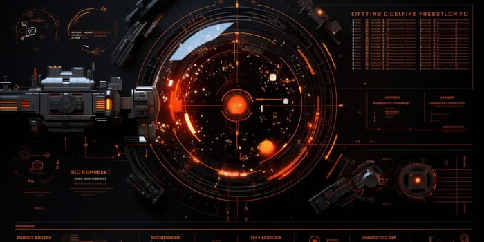 science fiction work interface with some graphical text. Work interface UI layout. Proportions by Generative AI.