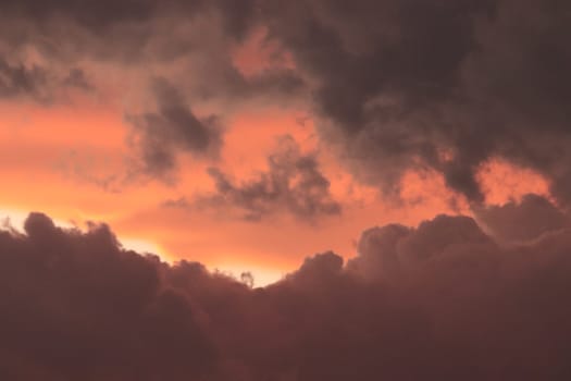 Orange, Black and white dramatic sunset sky line . High quality photo