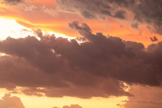 Orange, Black and white dramatic sunset sky line . High quality photo