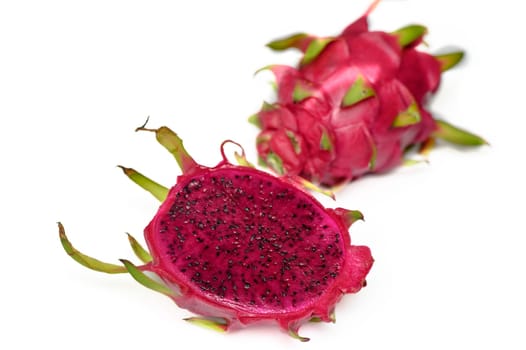 fresh red dragon fruit - pitahaya on white background 10