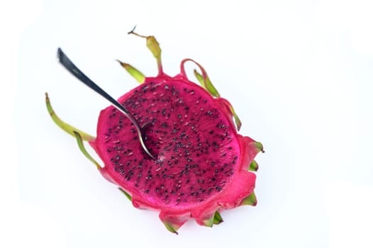 fresh red dragon fruit - pitahaya on white background 3