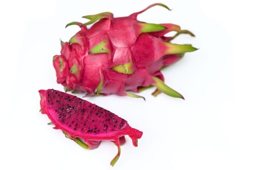 fresh red dragon fruit - pitahaya on white background 1