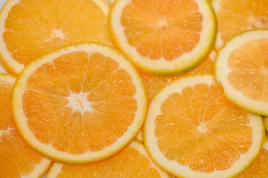 sliced ​​orange laid out on the table as a food background 13