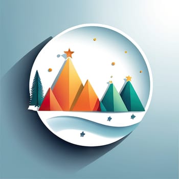 Christmas template. Decorative Christmas tree shape in modern flat style. Perfect for card, invitation, logo design, etc.