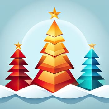 Christmas template. Decorative Christmas tree shape in modern flat style. Perfect for card, invitation, logo design, etc.