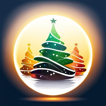 Christmas template. Decorative Christmas tree shape in modern flat style. Perfect for card, invitation, logo design, etc.