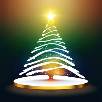 Christmas greeting card with graphic Christmas tree, colored background