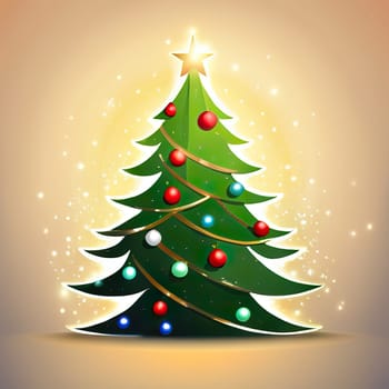 Christmas greeting card with graphic Christmas tree, colored background