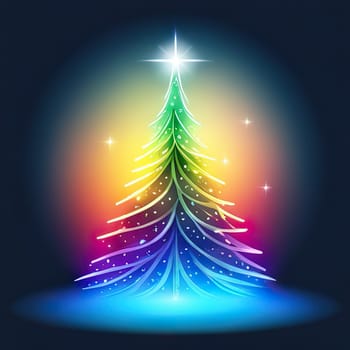 Christmas template. Decorative Christmas tree shape in modern flat style. Perfect for card, invitation, logo design, etc.