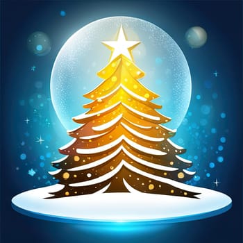 Christmas greeting card with graphic Christmas tree, colored background