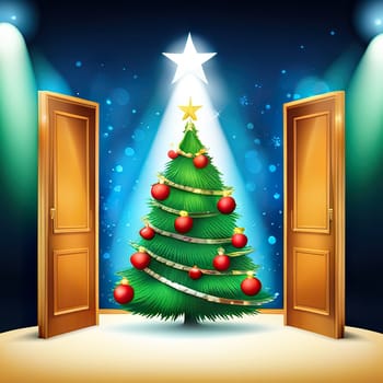Christmas and New Year illustration with Xmas tree