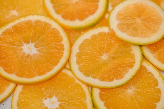 sliced ​​orange laid out on the table as a food background 14