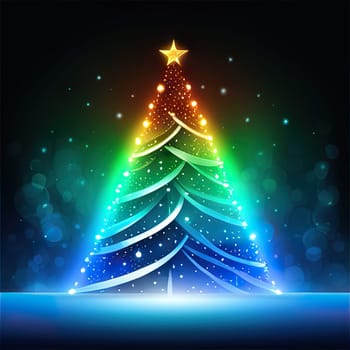 Christmas and New Year illustration with Xmas tree