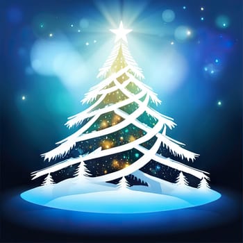 Christmas trees with decorations Christmas and New Year concept, spruce trees with star and garland sign