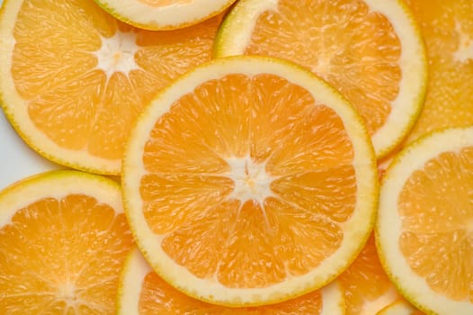 sliced ​​orange laid out on the table as a food background 11