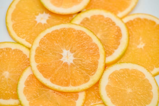 sliced ​​orange laid out on the table as a food background 10