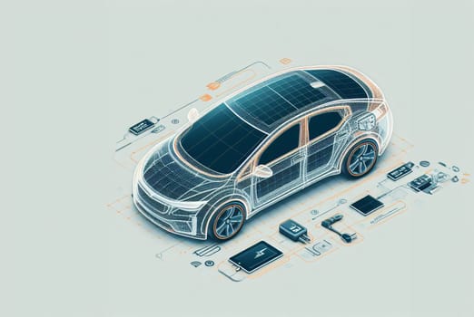 modern design render of ev hybrid suv smart vehicle car power schematics illustration ai generated