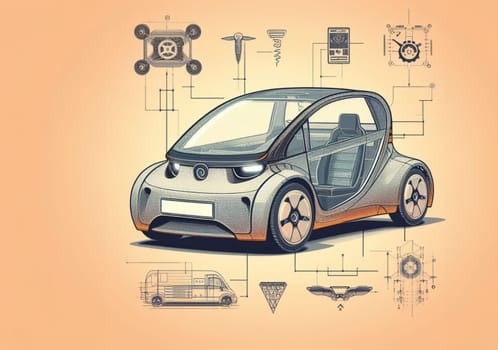 modern design render of ev hybrid suv smart vehicle car power schematics illustration ai generated