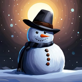 snowman on a snowy background. Christmas and New Year concept