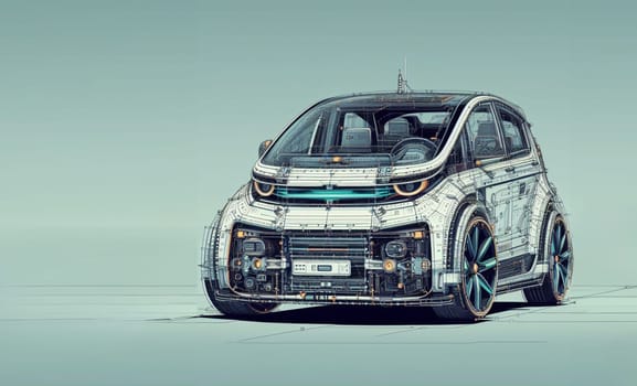 modern design render of ev hybrid suv smart vehicle car power schematics illustration ai generated