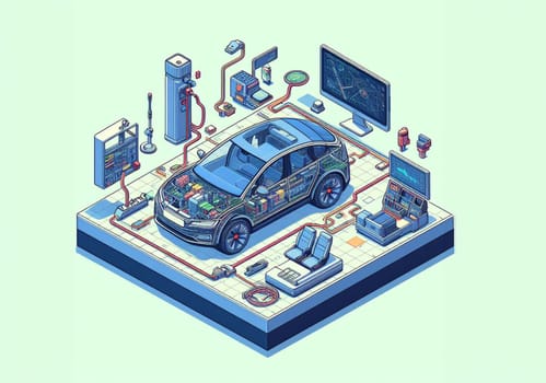 modern design render of ev hybrid suv smart vehicle car power schematics illustration ai generated