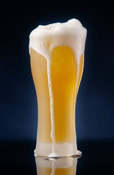 glass of light unfiltered beer on a dark background 2