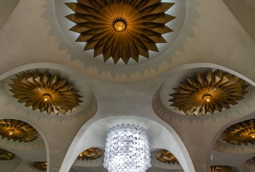 Bangkok, Thailand, Jul 03, 2020 : Beautiful interior design with Ceiling lamp in Scala cinema at Siam Square. Cultural entertainment.