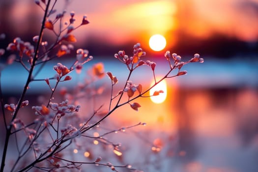 An exquisite visual representation of the winter skies, highlighting the unique color schemes and breathtaking beauty brought by the low-angled sun during winter sunrises and sunsets.
